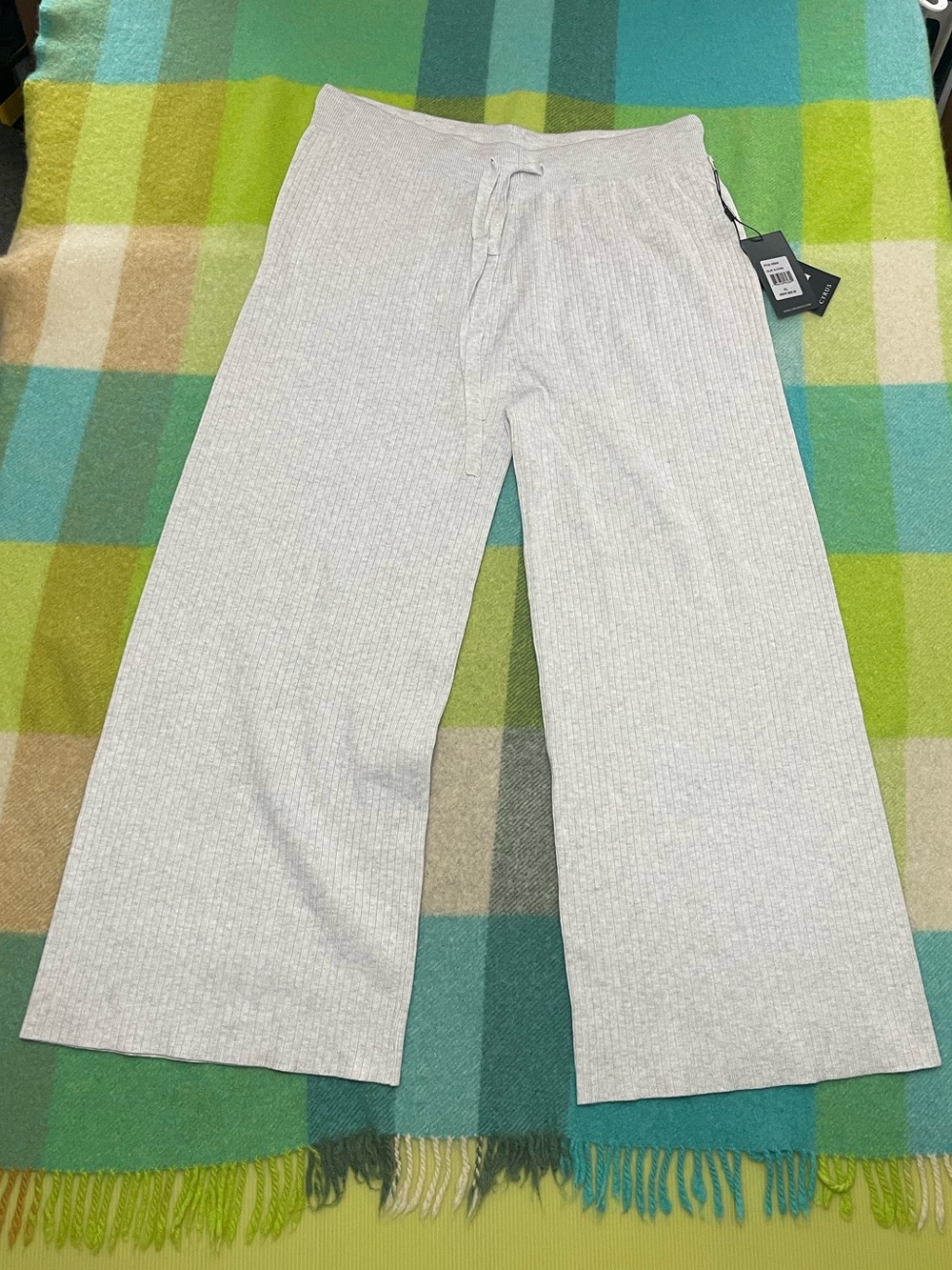Cyrus gray ribbed knit baggy flared sweatpants